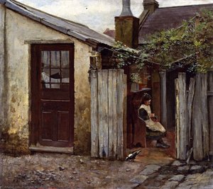 Girl With A Bird At The King Street Bakery — Frederick Mccubbin