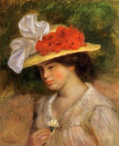 Mujer Con Sombrero Floreado — Pierre-auguste Renoir