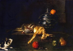 Una Zuppiera Con Un Gatto Che Apposta Una Perdice E Una Lepre — Jean-baptiste-siméon Chardin