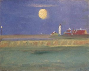 Måneskinsaften. Fyrtårn English Moon Evening. Lighthouse — Anna Kirstine Ancher