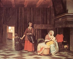 Suckling Mother And Maid — Pieter De Hooch