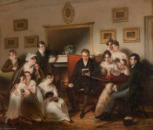 The Pastor's Fireside The Family Of Sir Thomas Acland, 10th Bt, Being Read To By The Vicar Of Silverton — Henry Singleton