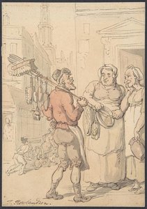 Street Scene. Vendor of Brushes