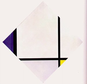 Lozenge Komposition 3 Linjer Blå Grå Gul — Piet Mondrian