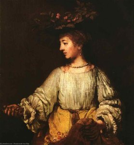 Portret Van Hendrickje Stoffels Als Flora, Me — Rembrandt Van Rijn