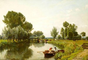 Boating On The Stour At Dedham — Frederick George Cotman