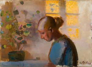 Study Of A Seamstress In Blue — Anna Kirstine Ancher
