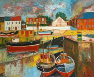 Harbour Scene With Boats — John Bellany