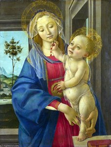 Il Workshop Di Sandro Botticelli - La Vergine E Il Bambino Con Una Prugna — Sandro Botticelli