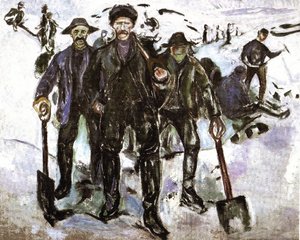 Arbejderne I Sneen — Edvard Munch