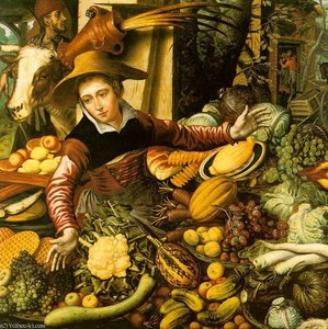 Market Woman With Vegetable Stall, Oil On Wood — Pieter Aertsen