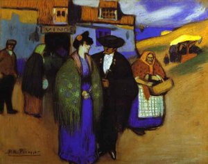 Španělský Pár Před Hostinci — Pablo Picasso