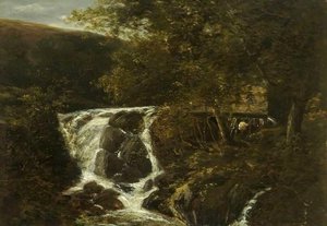 Landscape With A Waterfall Near Norwich, Norfolk, 1819 — John Crome