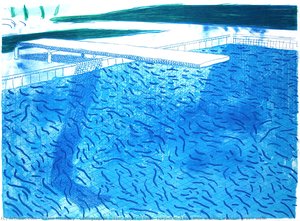 Lithographic Water Made Of Lines, Crayon And Two Blue Washes Without Green Wash — David Hockney