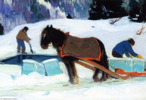 Ice Cutting, Bair Saint Paul — Clarence Alphonse Gagnon