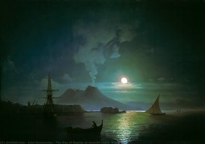 The Bay Of Naples At Moonlit Night. Vesuvius — Ivan Aivazovsky
