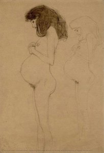 Standing Pregnant Woman In Profile, With Repetition Of Figure (studie For — Gustav Klimt