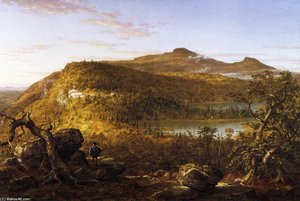 Una Vista Dei Due Laghi E Della Mountain House, Monti Catskill, Mattina — Thomas Cole