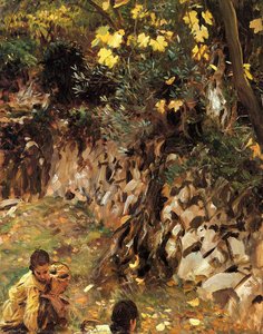 Fete Adunând Flori Valdemosa Majorca — John Singer Sargent