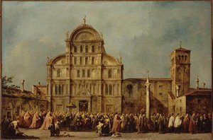 La Procession Du Doge De Venise A L'eglise De San Zaccaria, Le Jour De Paques — Francesco Lazzaro Guardi