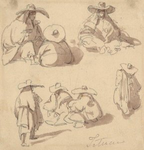 Sketches Of Seated Moorish Women — David Roberts