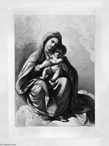 The Virgin and Child seated on the clouds of blessing, by Guercino