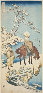 Viaggiatore Nella Neve — Katsushika Hokusai