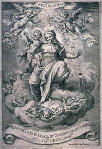 Madonna E Bambino Nella Gloria Con Angeli — Cherubino Alberti