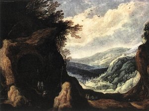 Rocky Landscape With Monks — Joos De Momper