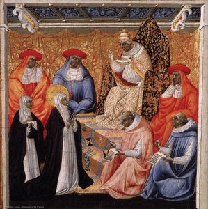 St Catherine Before The Pope At Avignon — جوفاني دي باولو