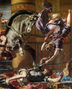 Heliodoros Driven From The Temple (detalle) — Eugène Delacroix