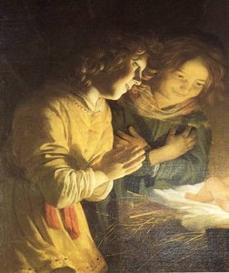 Adoration Of The Child (detail) — Gerard Van Honthorst