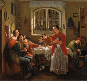 The Return Of The Volunteer From The Wars Of Liberation To His Family Still Living In Accordance With Old Customs (die Heimkehr Des Freiwilligen Aus Den Befreiungskriegen Zu Den Nach Alter Sitte Lebenden Seinen)