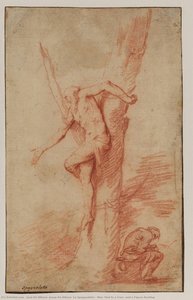 An Einen Baum Gebundener Mann Und Eine Ruhende Figur — Jusepe De Ribera