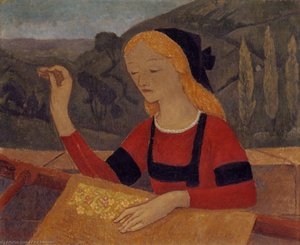 Embroiderer In A Landscape Of Chateauneuf — Paul Sérusier