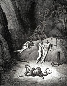Cehennem Bölüm 25, Satırları 59-61. Diğer İki Gözlerini Açtı Ve Çığlık Attı. "ah, Nasıl Değiştin Agnello!" — Gustave Doré