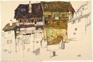 Casas Antiguas En Krumau, 1914 — Egon Schiele