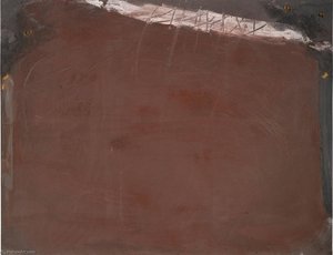 Pintura Oscura Con Pincelada Blanca — Antoni Tàpies
