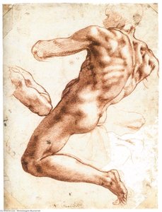 Sitting Male Nude (recto) — Michelangelo Buonarroti