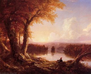 Indian At Sunset — Thomas Cole