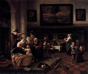 'baptism (''so De Oude Songen, So Pypen De Jongen'')' — Jan Steen