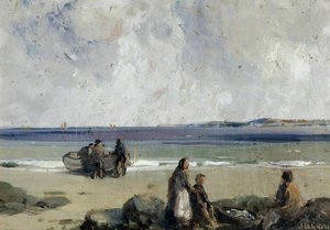 Foreshore, Boat And Figures — James Humbert Craig