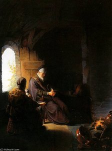 Anna And Blind Tobit Sun — Gerrit Dou