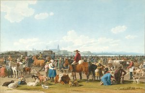 Cattle Market Before A Large City On A Lake — Wilhelm Von Kobell