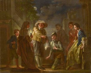 Don Quixote Knighted By The Innkeeper — Francis Hayman