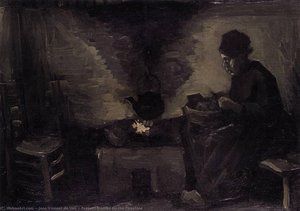 Peasant Woman By The Fireplace — Joos Vincent De Vos