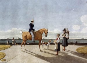Gentleman On Horseback And Country Girl On The Banks Of The Isar Near Munich — Wilhelm Von Kobell