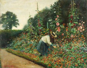 Girl Tending A Garden — Benjamin Haughton