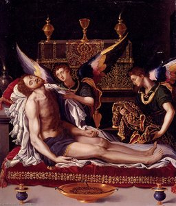 Dead Christ Attended By Two Angels — Alessandro Allori