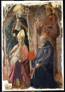 Saints Augustin And Francis, A Bishop Saint, And Saint Benedict — Filippo Di Tommaso Lippi